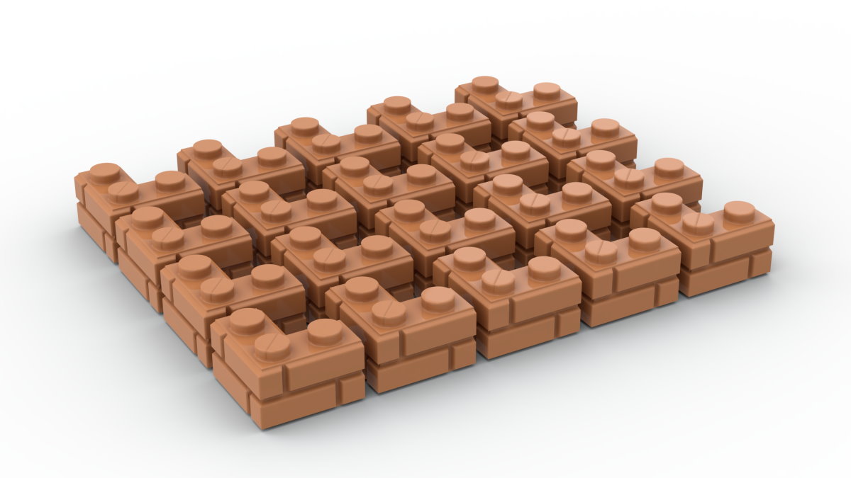 20 Stück Mauersteine 2 x 2 corner brick modified with Masonry Profile Farbe medium nougat