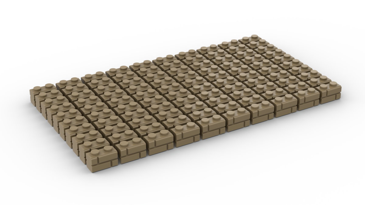 50 Stück Mauersteine 1 x 2 brick modified with Masonry Profile Farbe dark tan