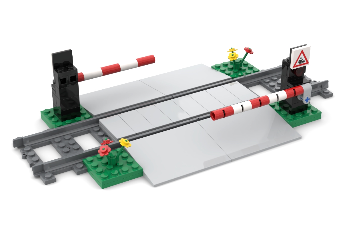 Kleiner Bahnübergang mit Schranken und Print