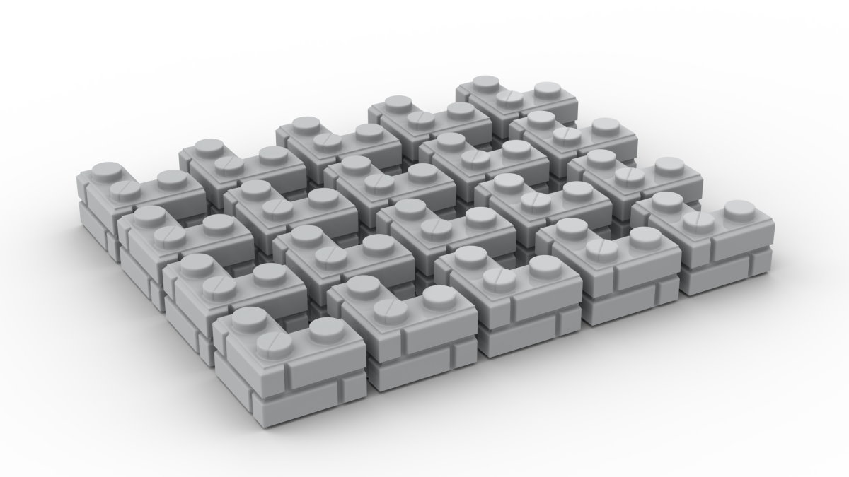 20 Stück Mauersteine 2 x 2 corner brick modified with Masonry Profile Farbe light bluish grey