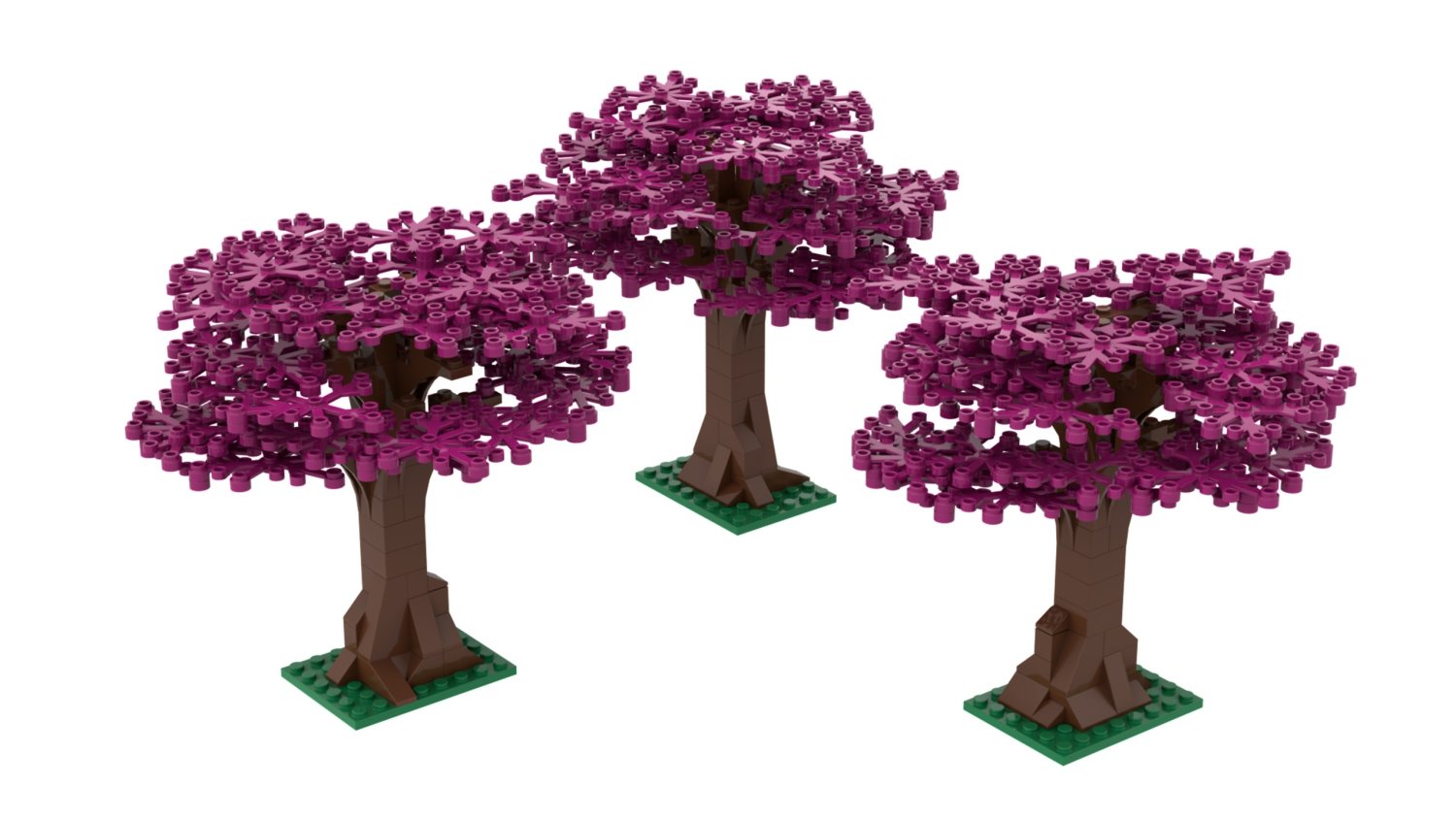 3er Set Großer Baum magenta