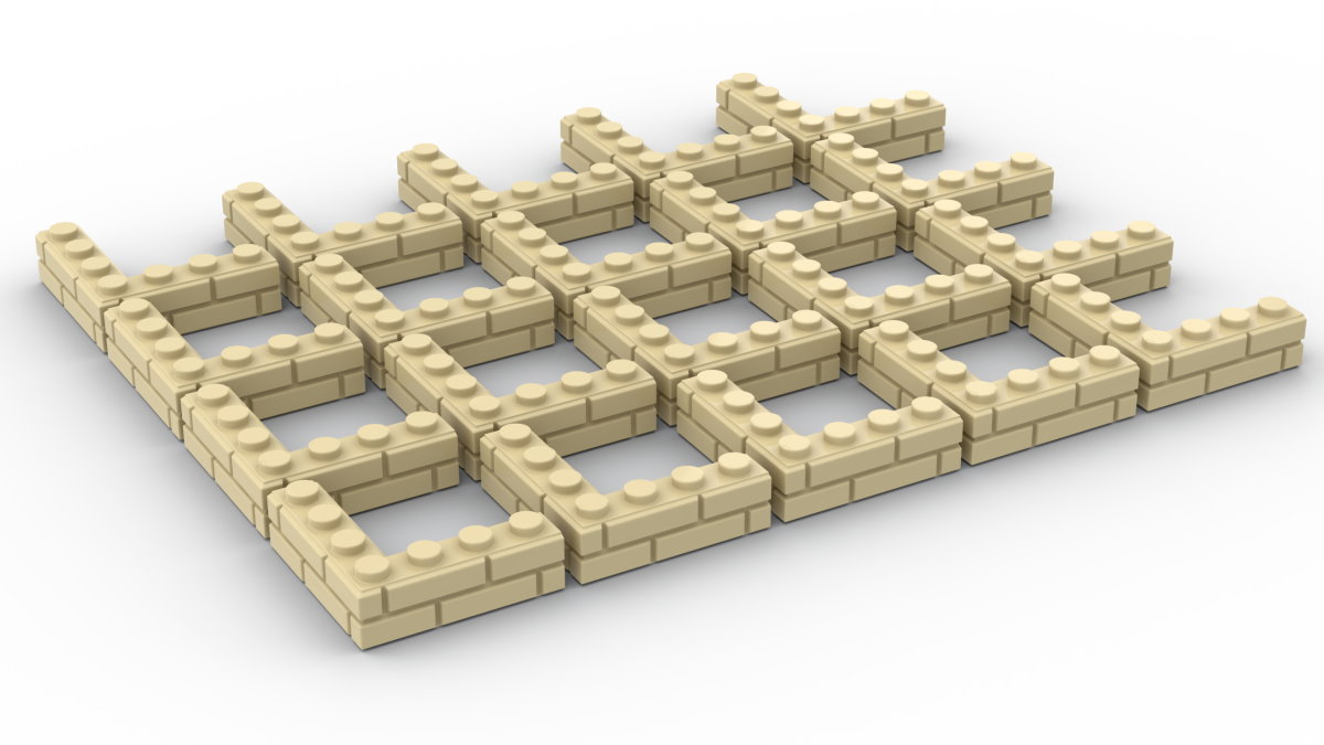 20 Stück Mauersteine 4 x 4 corner brick modified with Masonry Profile Farbe tan