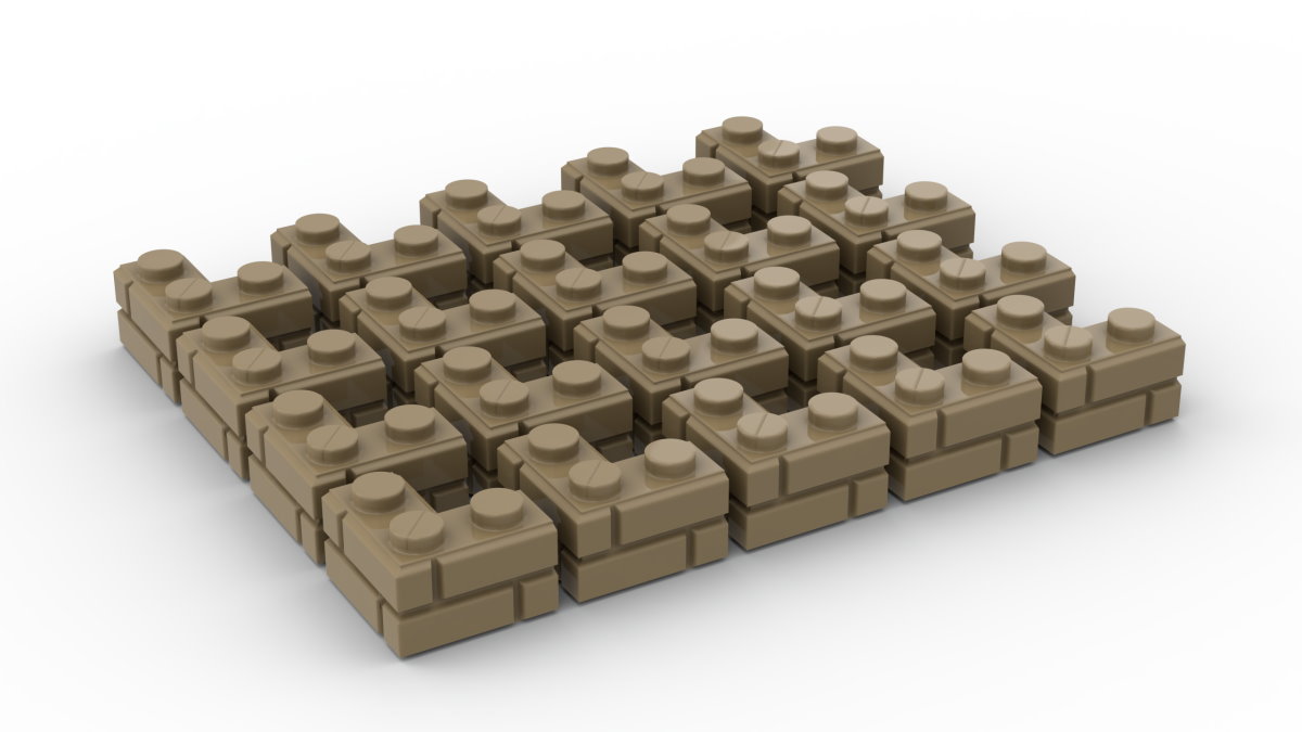 20 Stück Mauersteine 2 x 2 corner brick modified with Masonry Profile Farbe dark tan