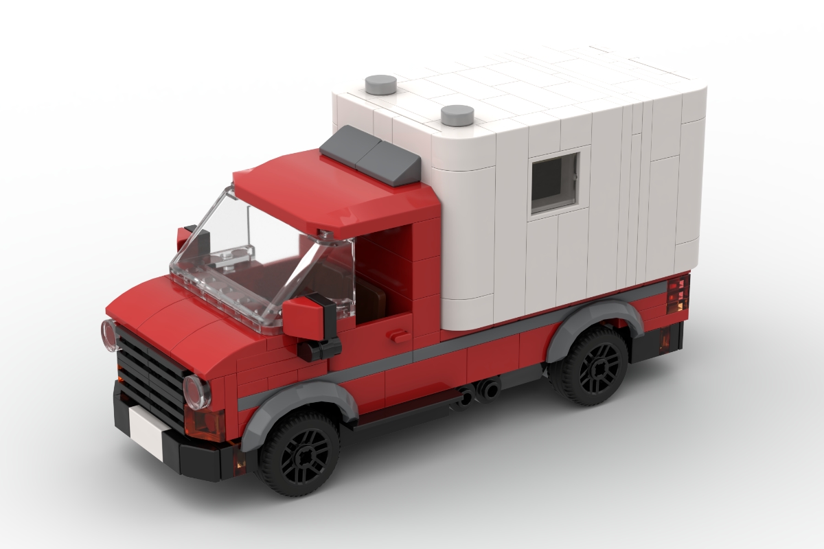 Pick-Up mit Campingaufbau in rot