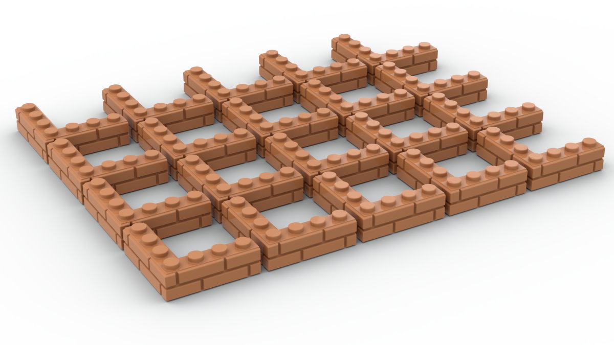 20 Stück Mauersteine 4 x 4 corner brick modified with Masonry Profile Farbe medium nougat
