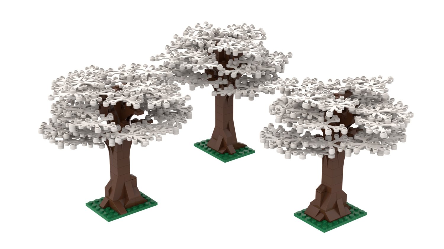 3er Set Großer Baum weiß