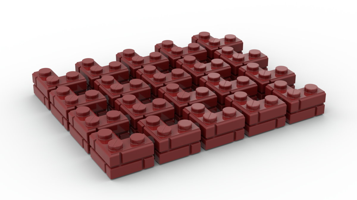 20 Stück Mauersteine 2 x 2 corner brick modified with Masonry Profile Farbe dark red