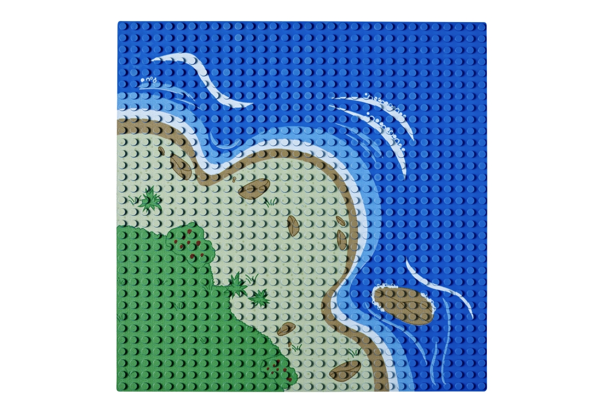 Grundplatte 32 x 32 Noppen mit Print Insel Kurve