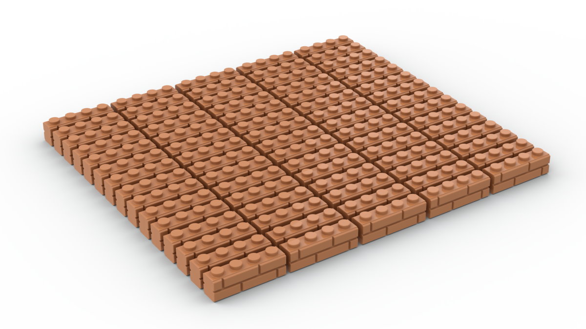25 Stück Mauersteine 1 x 4 brick modified with Masonry Profile Farbe medium nougat