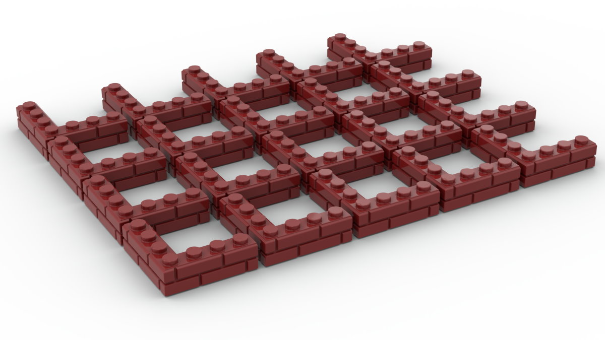 20 Stück Mauersteine 4 x 4 corner brick modified with Masonry Profile Farbe dark red