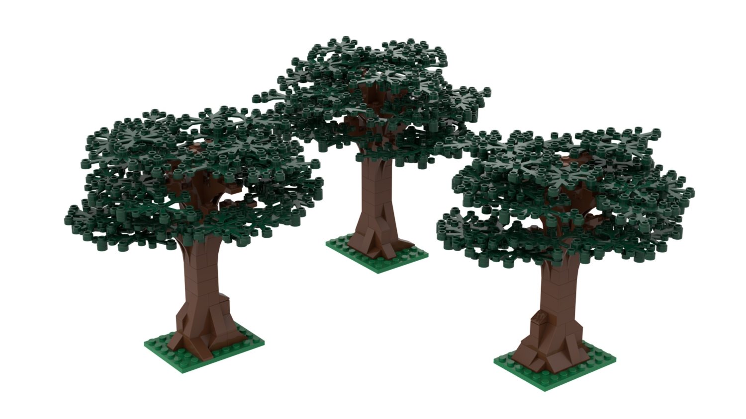 3er Set Großer Baum dunkelgrün