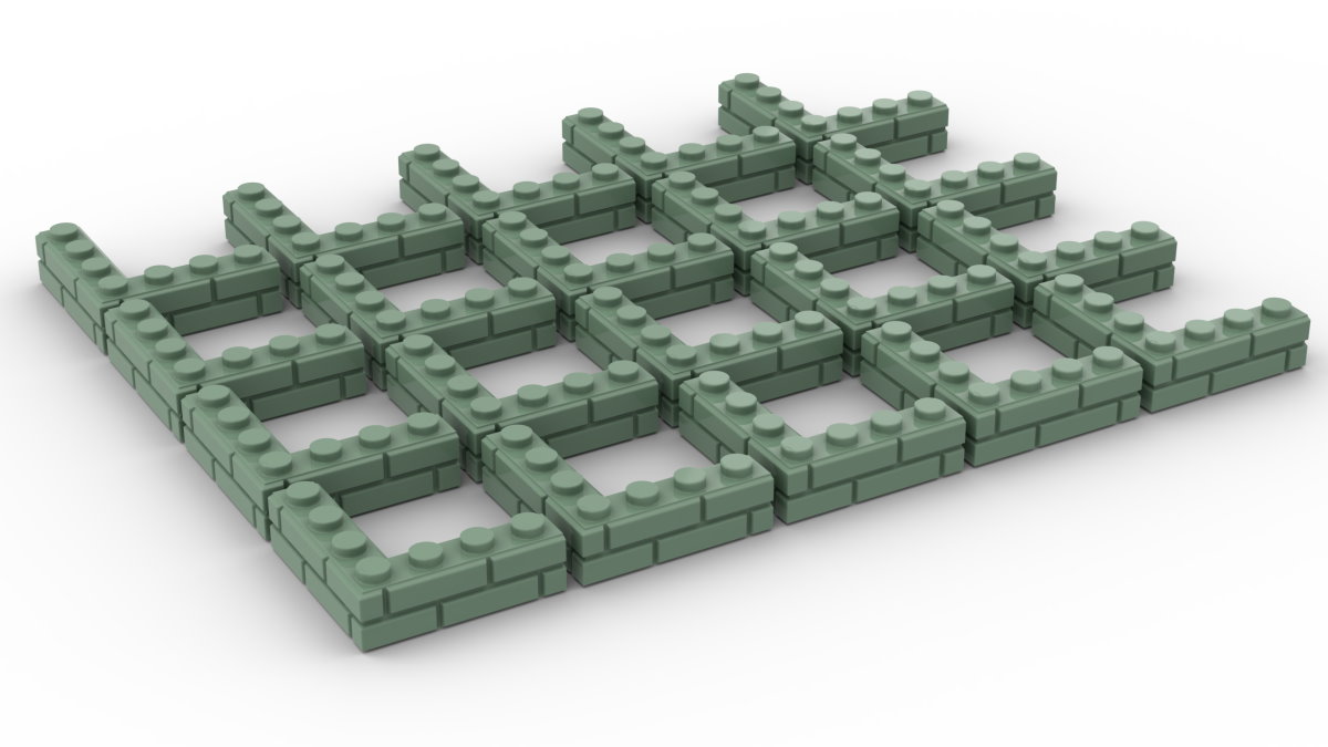 20 Stück Mauersteine 4 x 4 corner brick modified with Masonry Profile Farbe sand green