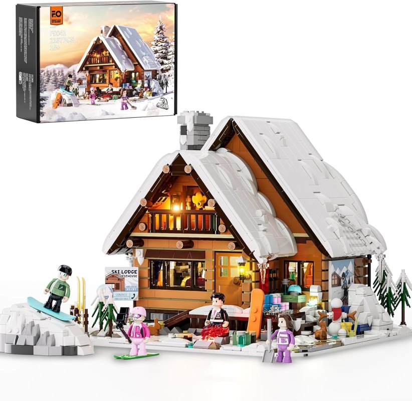 Winterliche Skihütte mit LED Beleuchtung