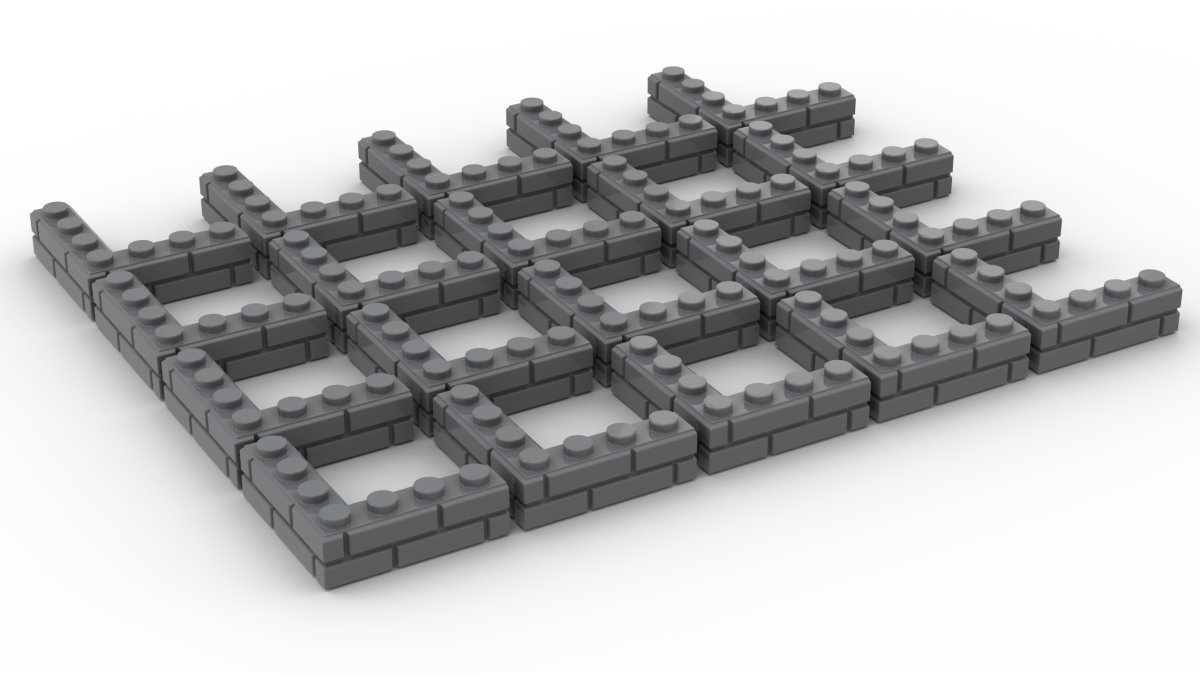 20 Stück Mauersteine 4 x 4 corner brick modified with Masonry Profile Farbe dark bluish grey