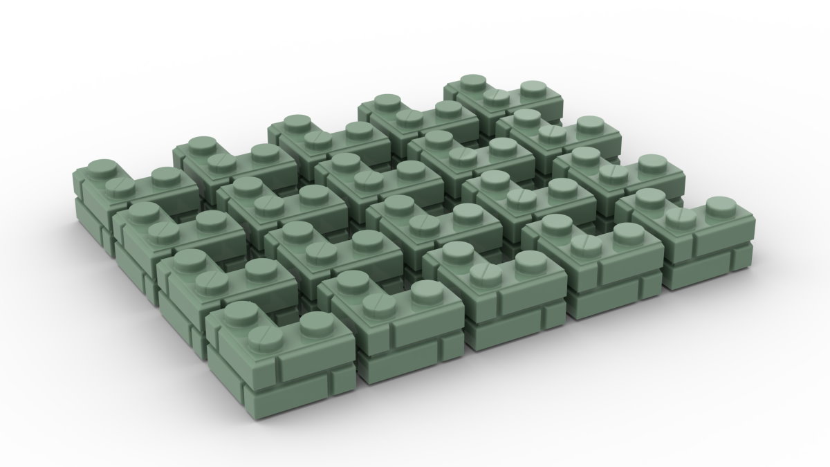 20 Stück Mauersteine 2 x 2 corner brick modified with Masonry Profile Farbe sand green