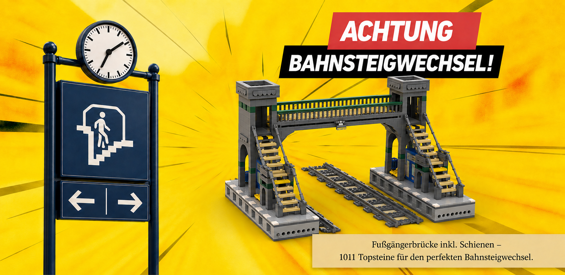 Fußgängerbrücke inklusive Schienen