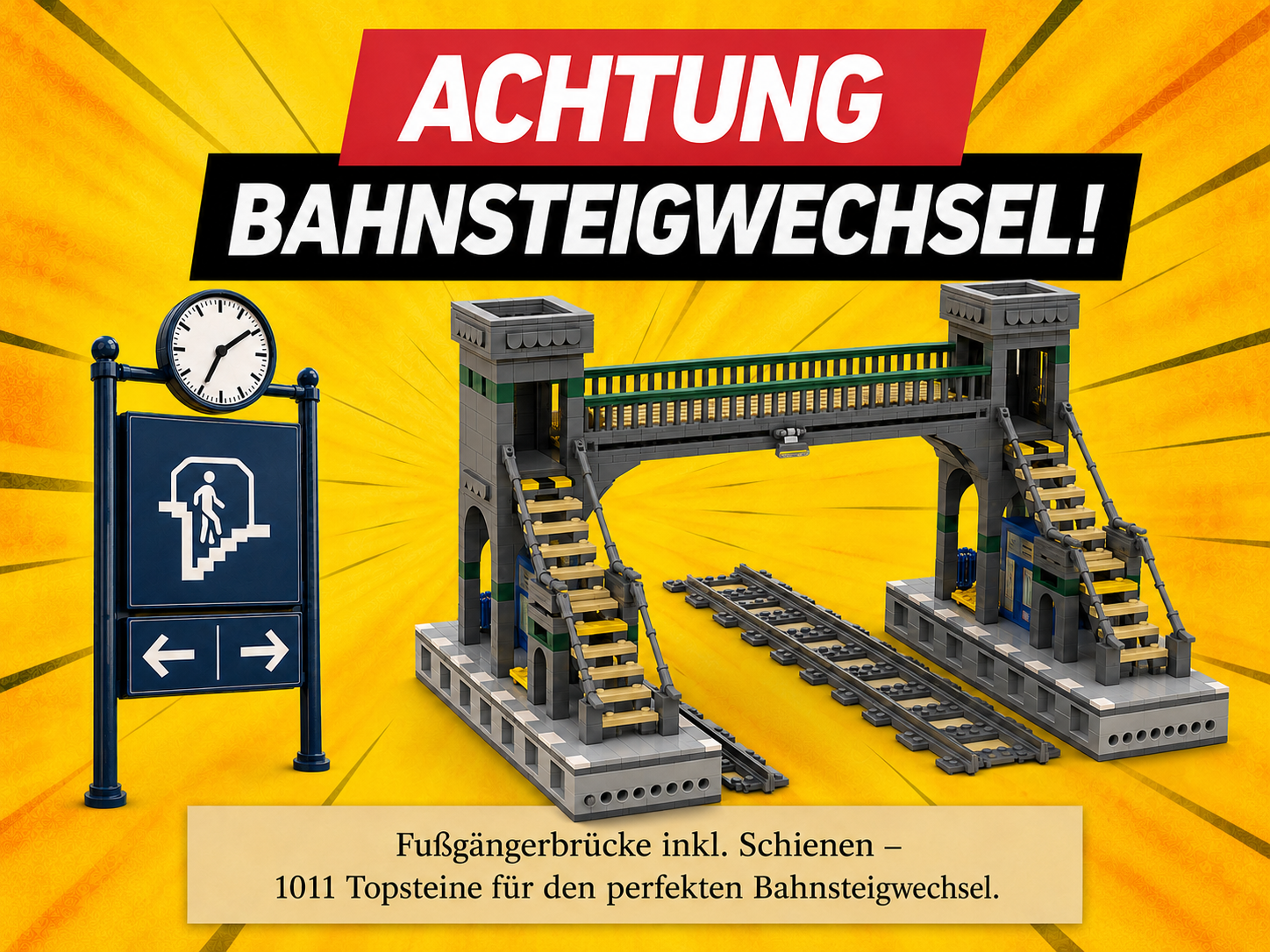 Fußgängerbrücke inklusive Schienen
