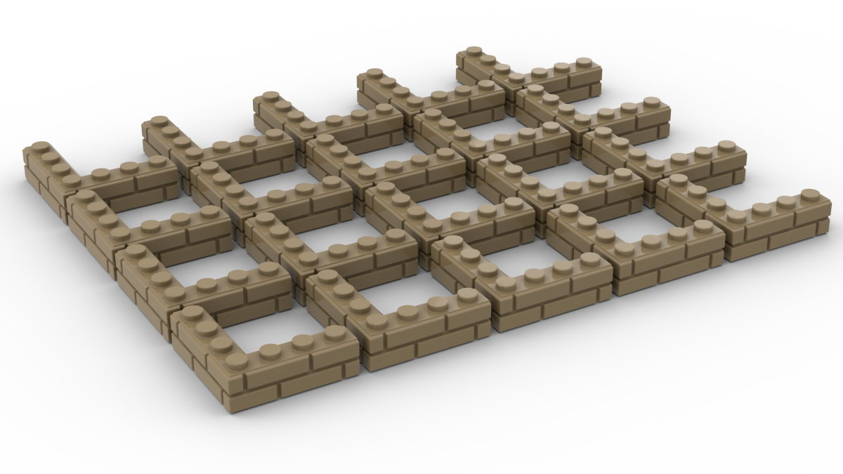 20 Stück Mauersteine 4 x 4 corner brick modified with Masonry Profile Farbe dark tan