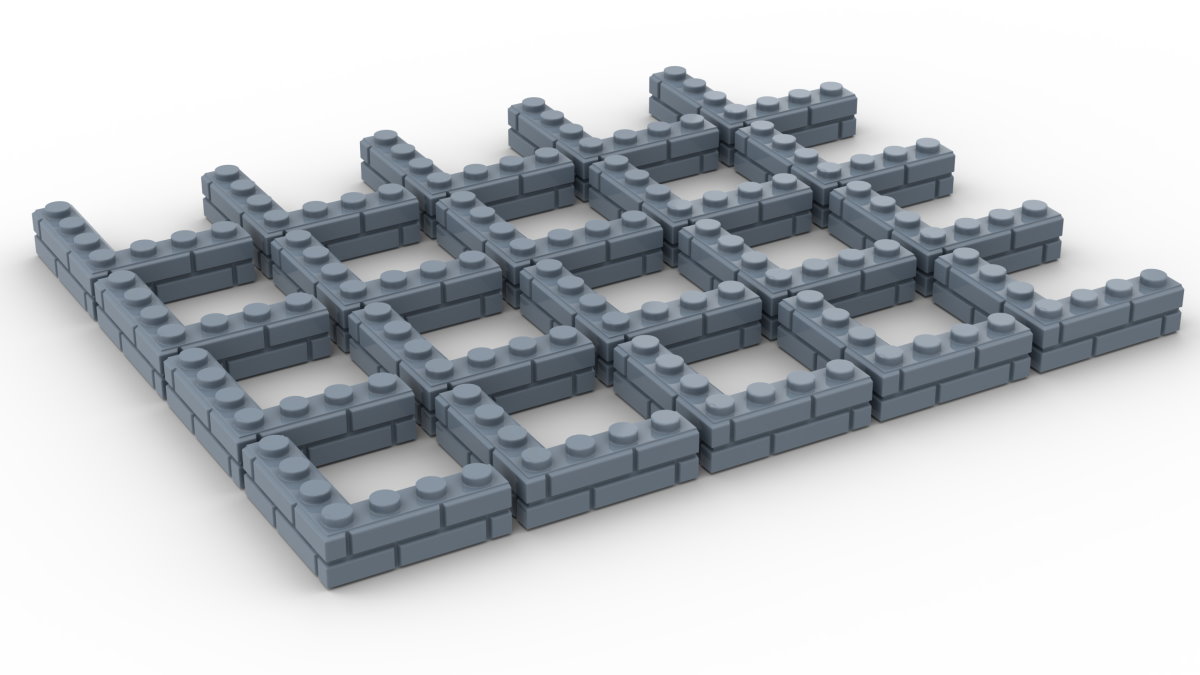 20 Stück Mauersteine 4 x 4 corner brick modified with Masonry Profile Farbe sand blue