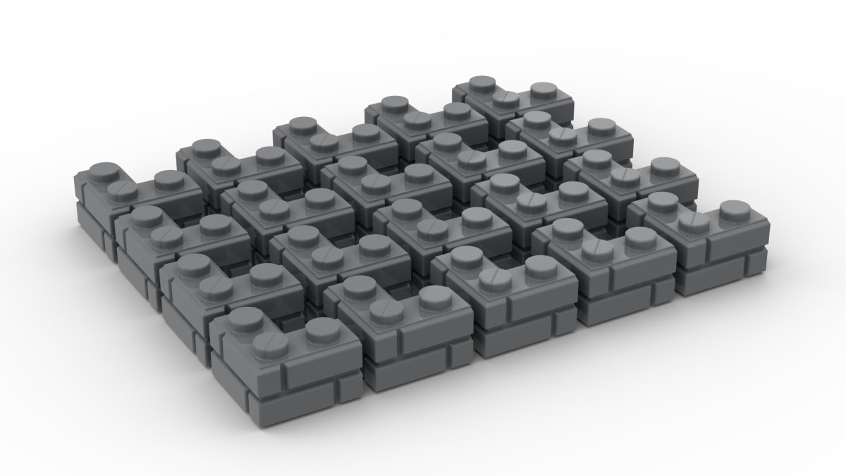20 Stück Mauersteine 2 x 2 corner brick modified with Masonry Profile Farbe dark bluish grey