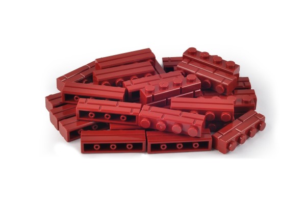 30 Stück Mauersteine 1 x 4 brick modified with Masonry Profile Farbe dark red