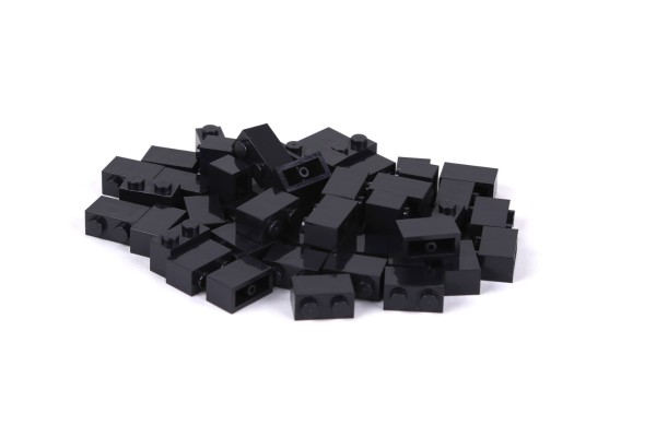 50 Stück Klemmbausteine 1 x 2 brick Farbe schwarz